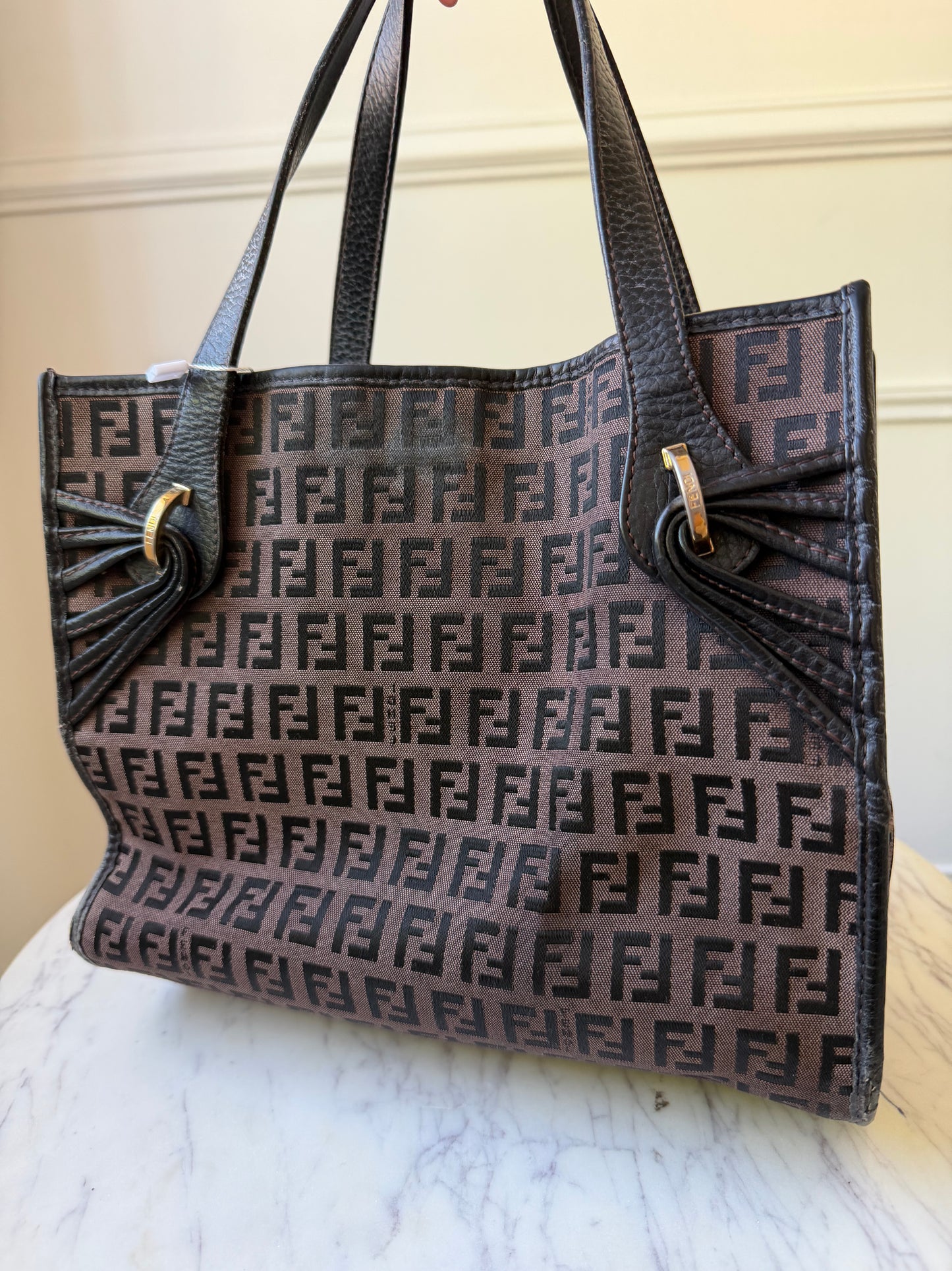 Brown/Black Zucchino Canvas Tote Bag