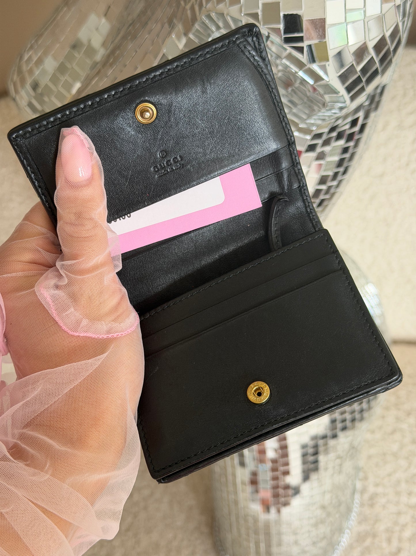 Pre-Owned Black Leather Marmont Wallet