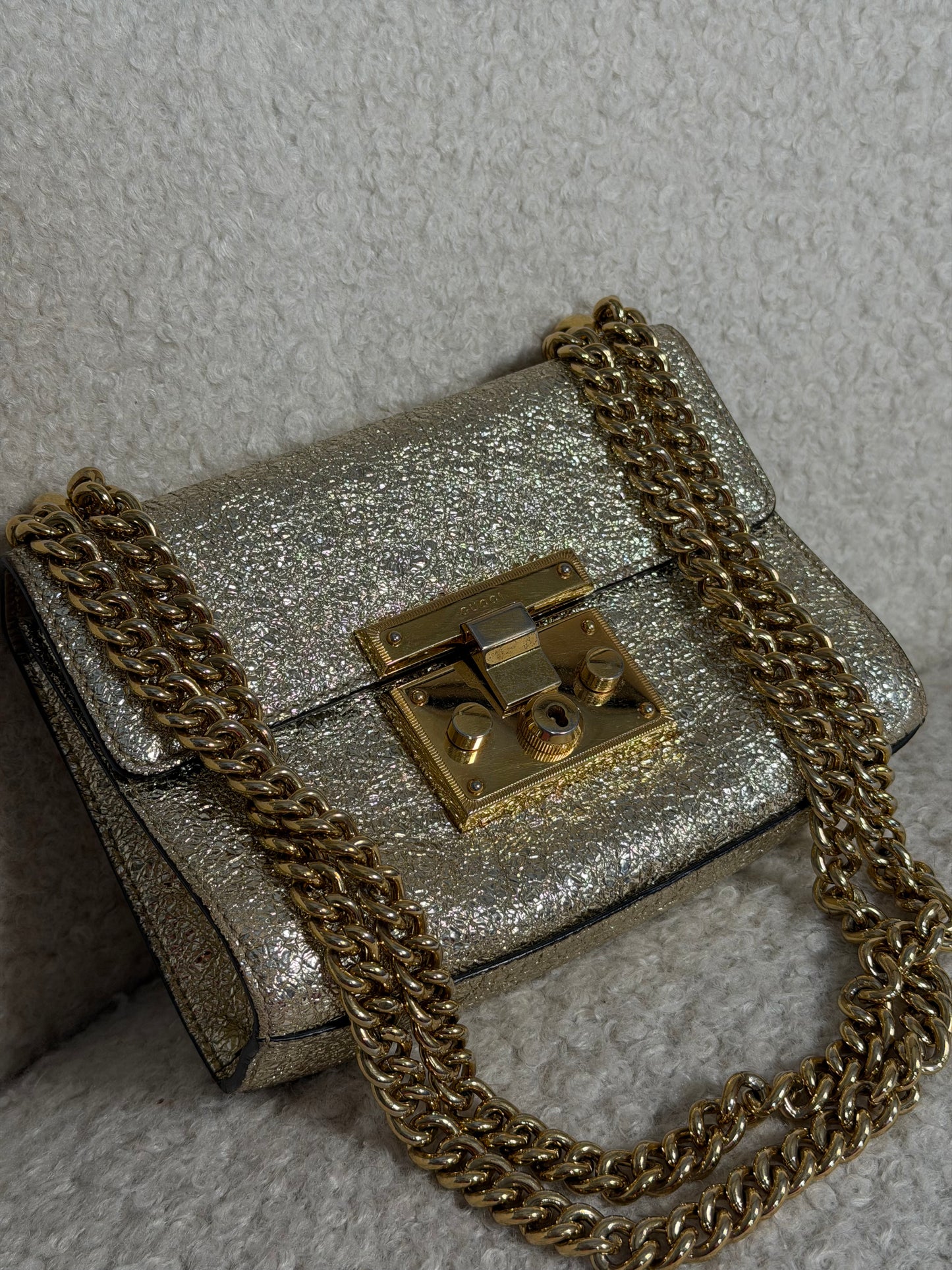 Pre-Owned Gold Metallic Leather Crossbody Bag