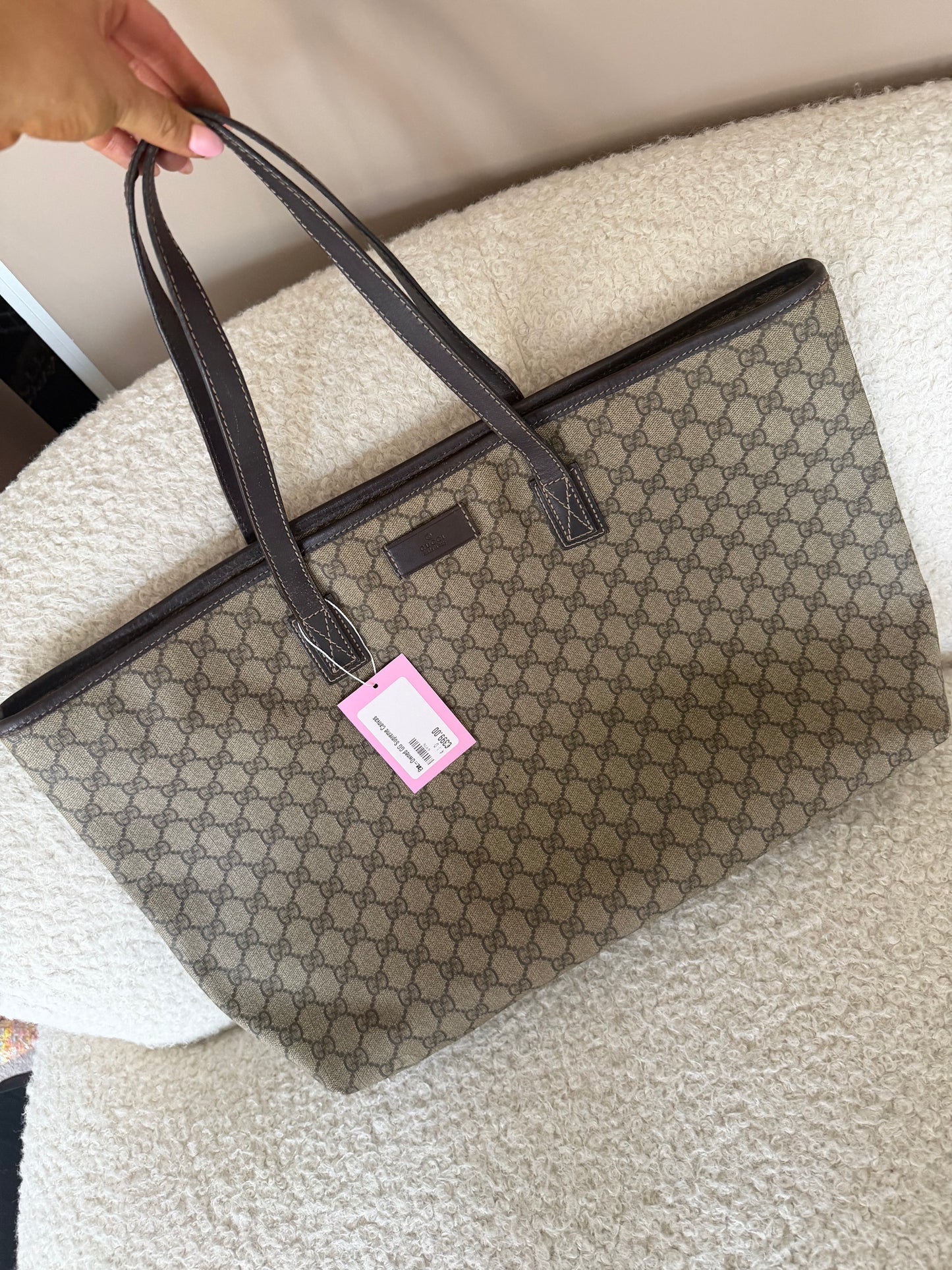 Pre-Owned GG Supreme Canvas Large Shopper Tote Handbag