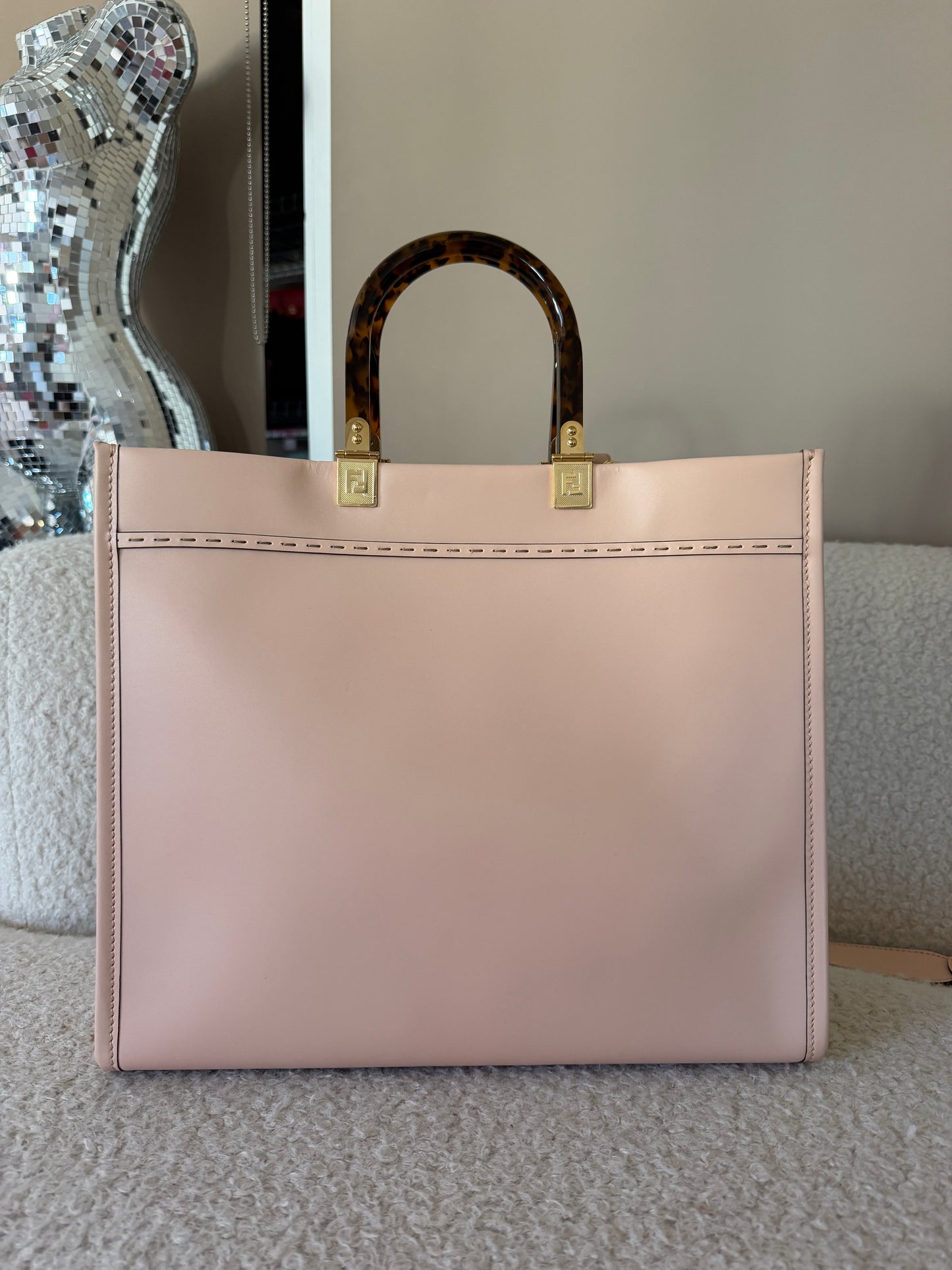 Light Pink Leather Rome Tote Bag New With Tags