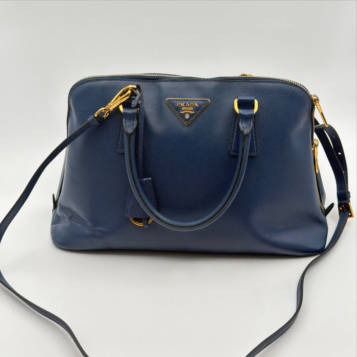 Pre-Owned Blue Saffiano Leather Handbag
