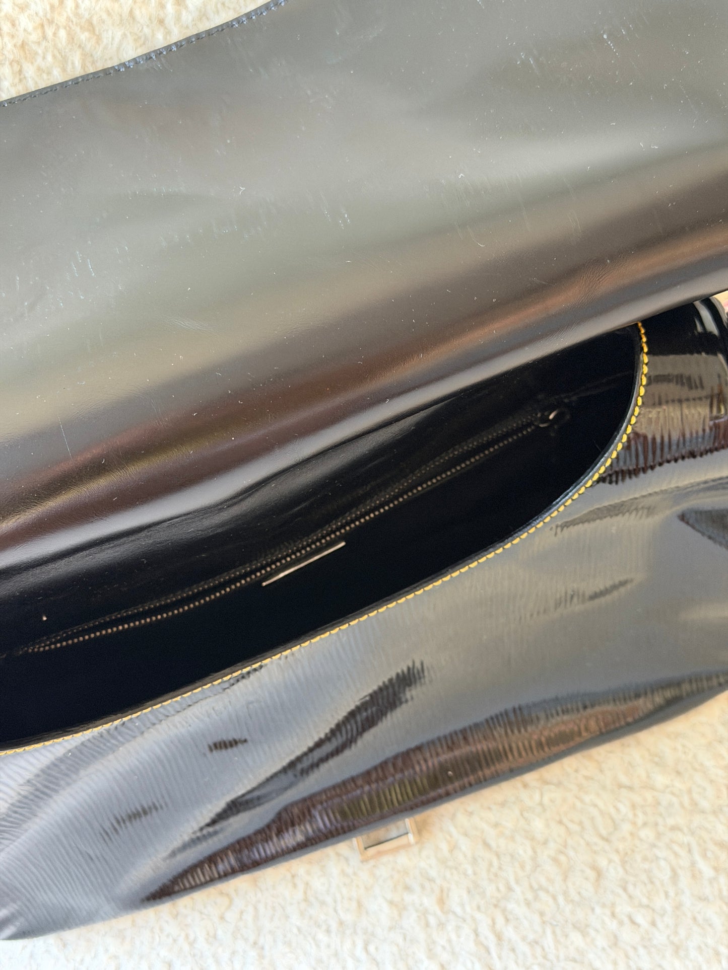 Black Patent Leather Hobo Bag
