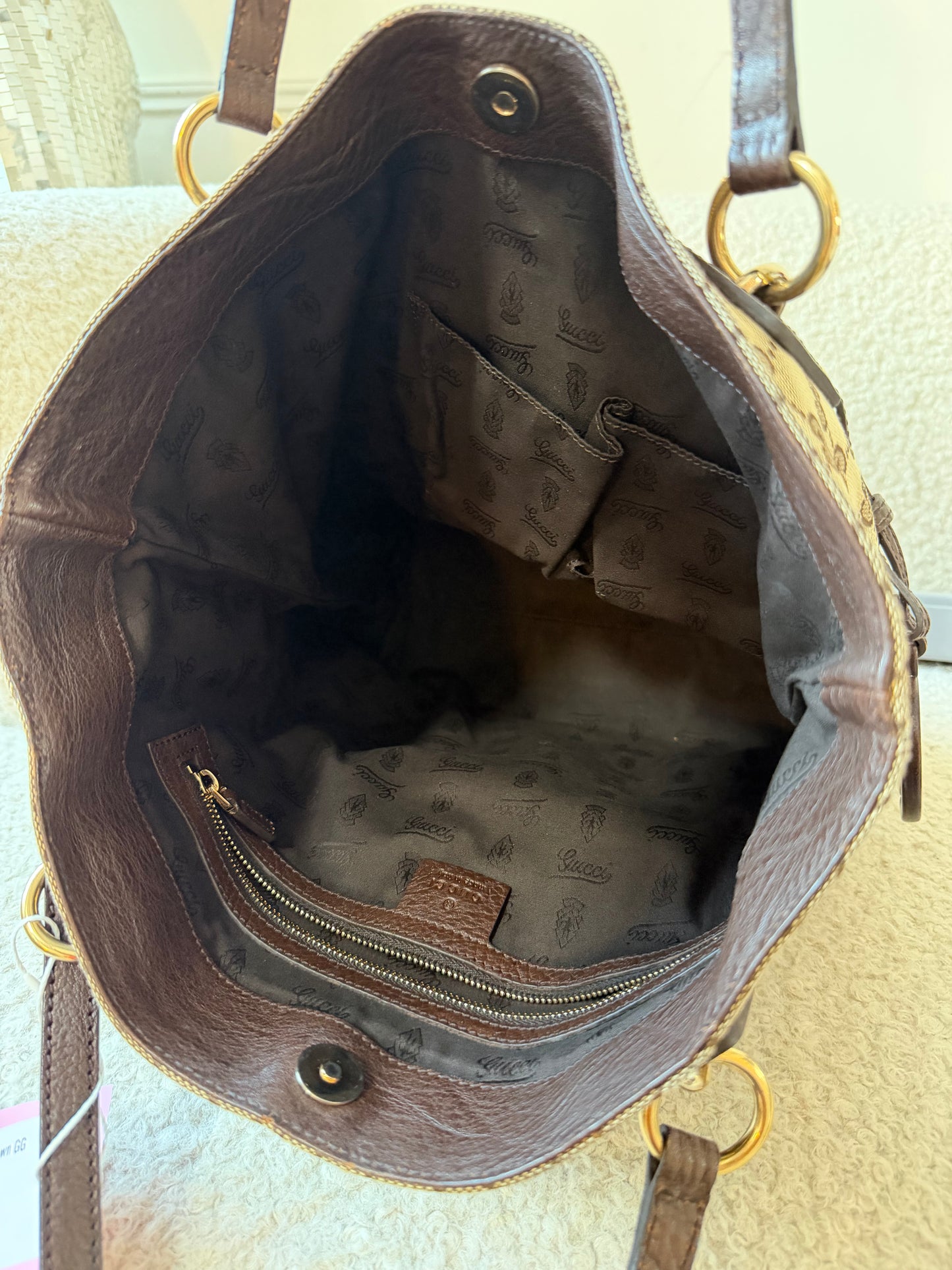 Pre-Owned Beige/Brown GG Canvas Tote Bag