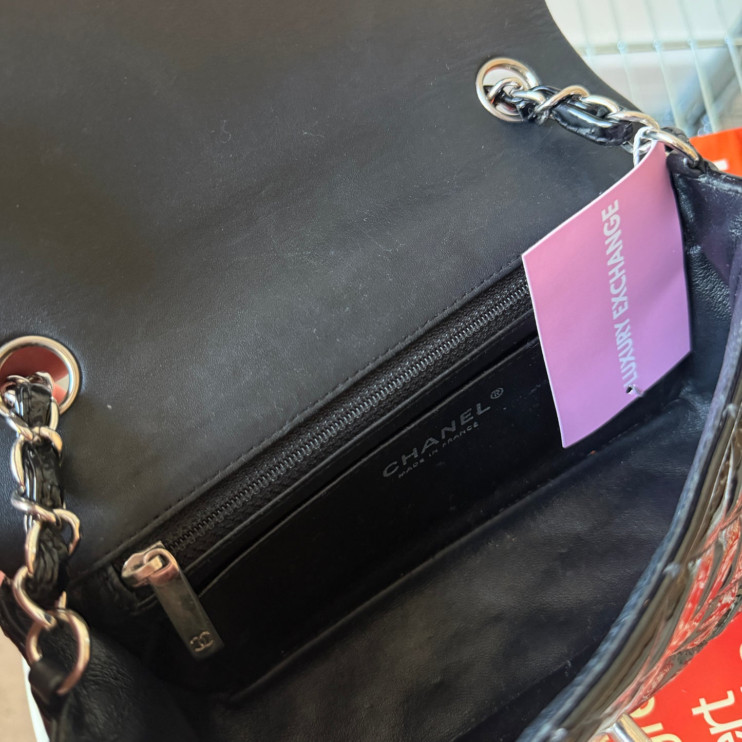 Pre-Owned Black Matelassé Patent Leather Mini Rectangle Single Flap Crossbody Bag
