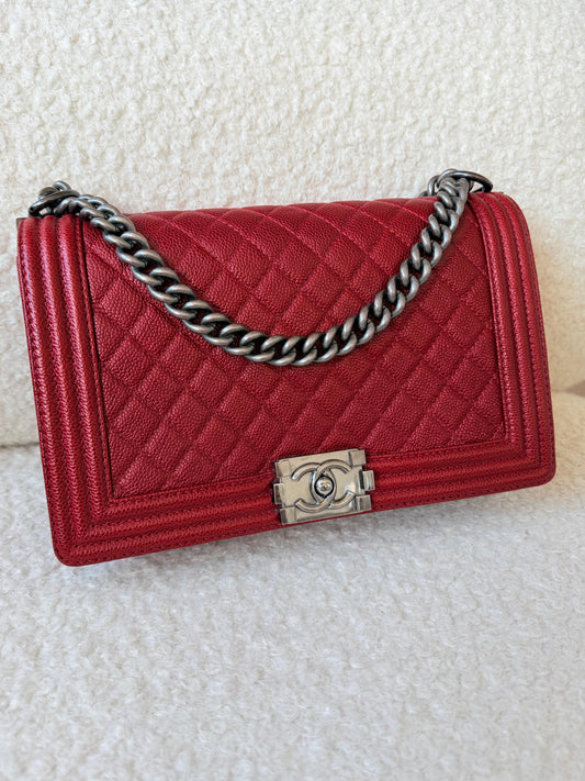 2014 Boy Flap Large Caviar Leather Gunmetal Grey Hardware