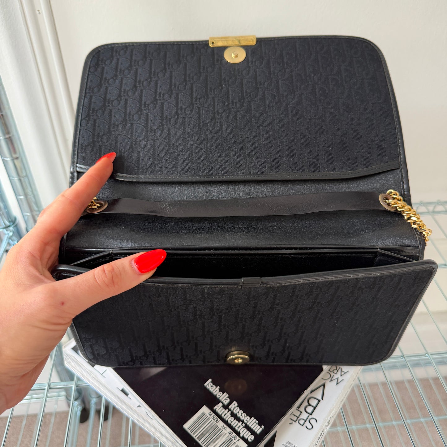 Pre-Owned Black DIOR Monogram Canvas Shoulder Bag