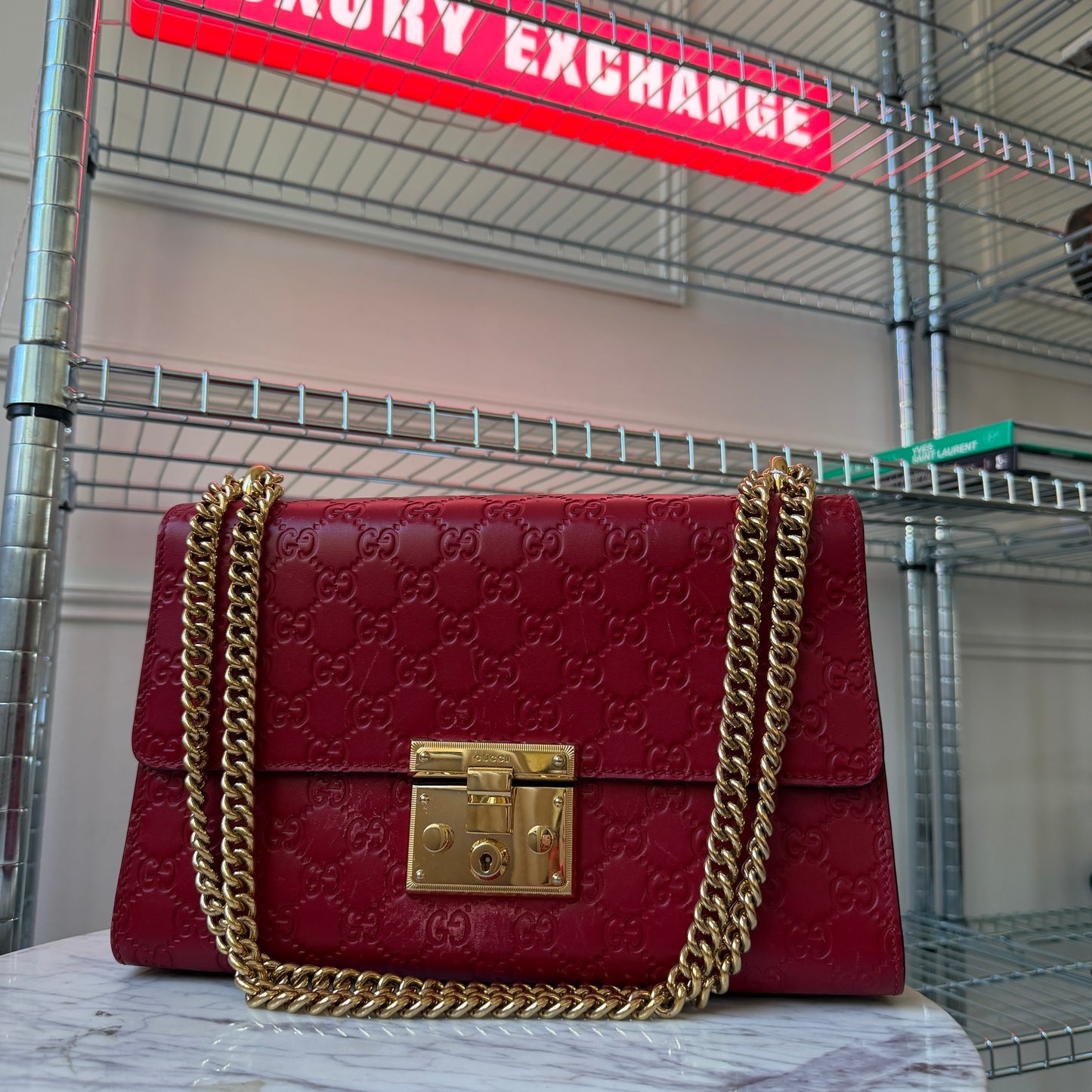 Pre-Owned Red Guccissima Leather Crossbody Bag
