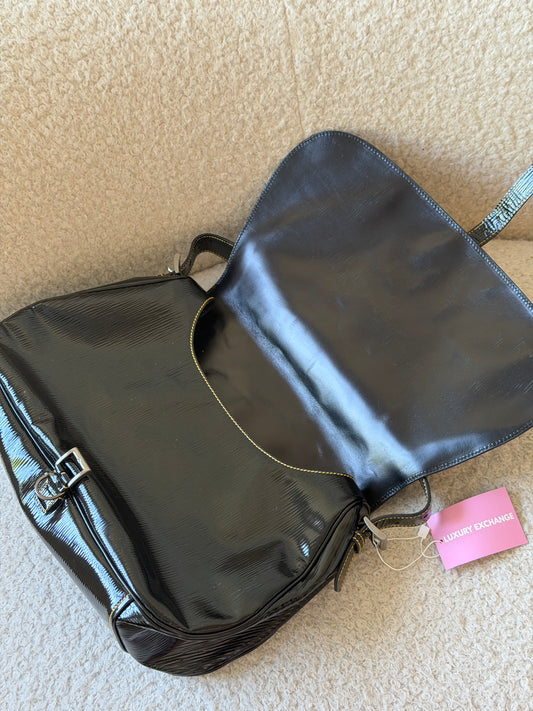 Black Patent Leather Hobo Bag