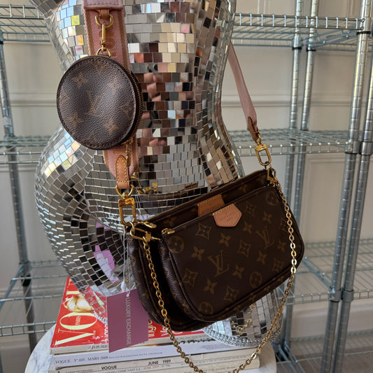 Pre-Owned Pink LV Monogram Canvas Multi-Pochette Crossbody Bag