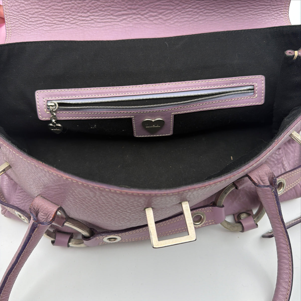 Pre-Owned Purple Leather Handbag