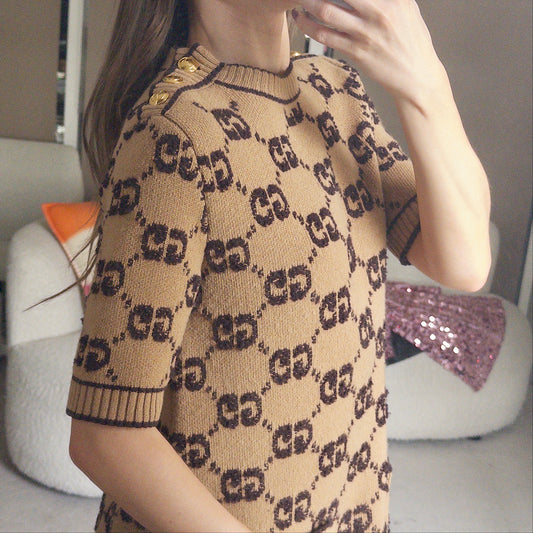 Pre-Owned Gold GG Wool Dress (M)