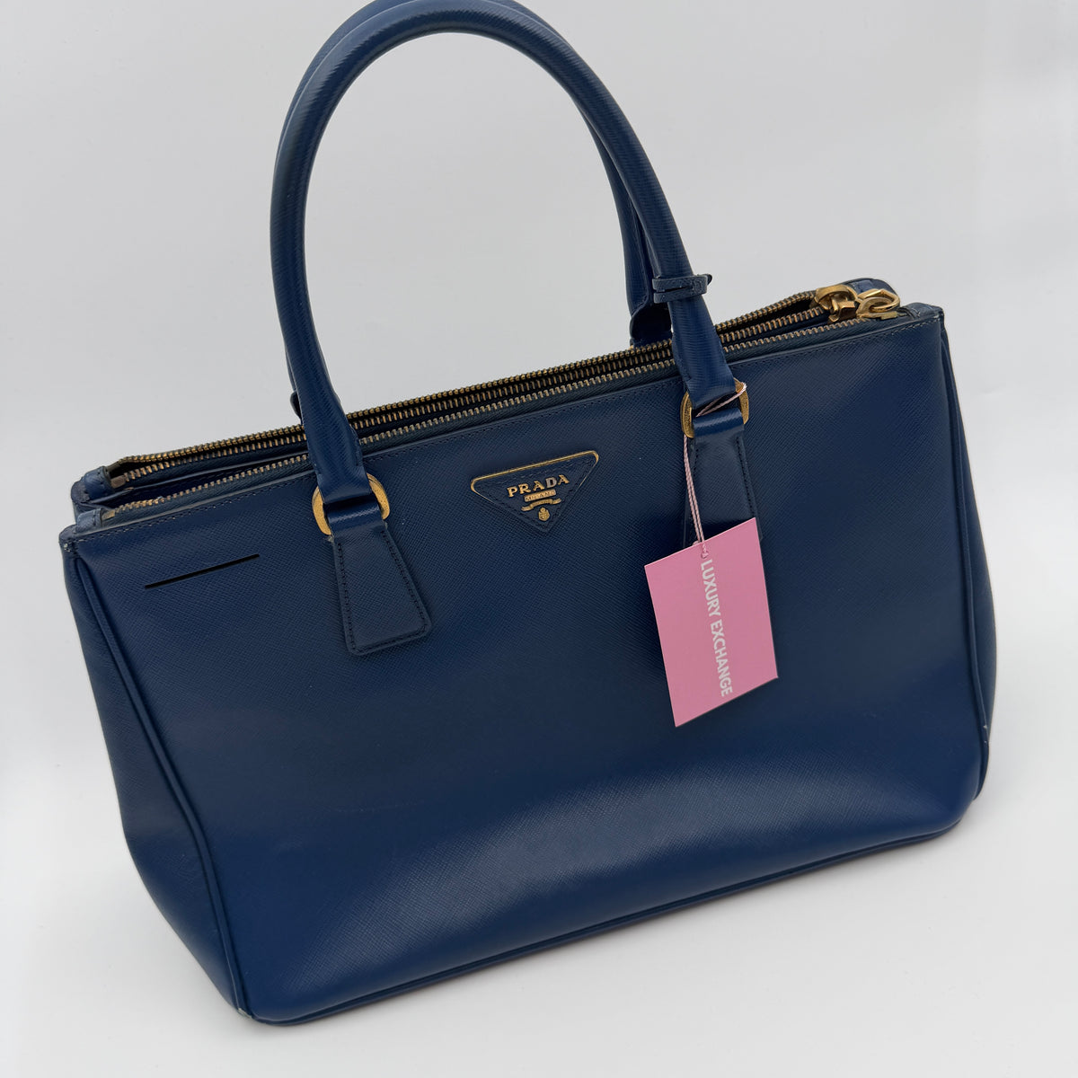 Pre-Owned Blue Saffiano Leather Galleria