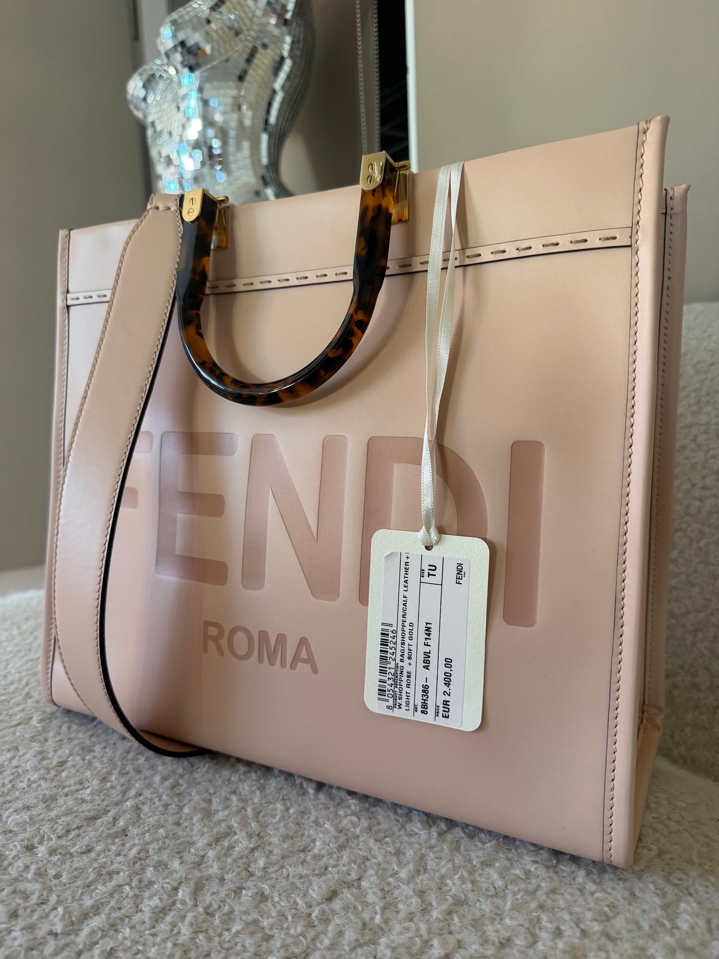 Light Pink Leather Rome Tote Bag New With Tags