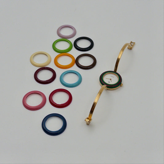 Pre-Owned Change Bezel - Metal Inserts Gold-Tone Metal Watch