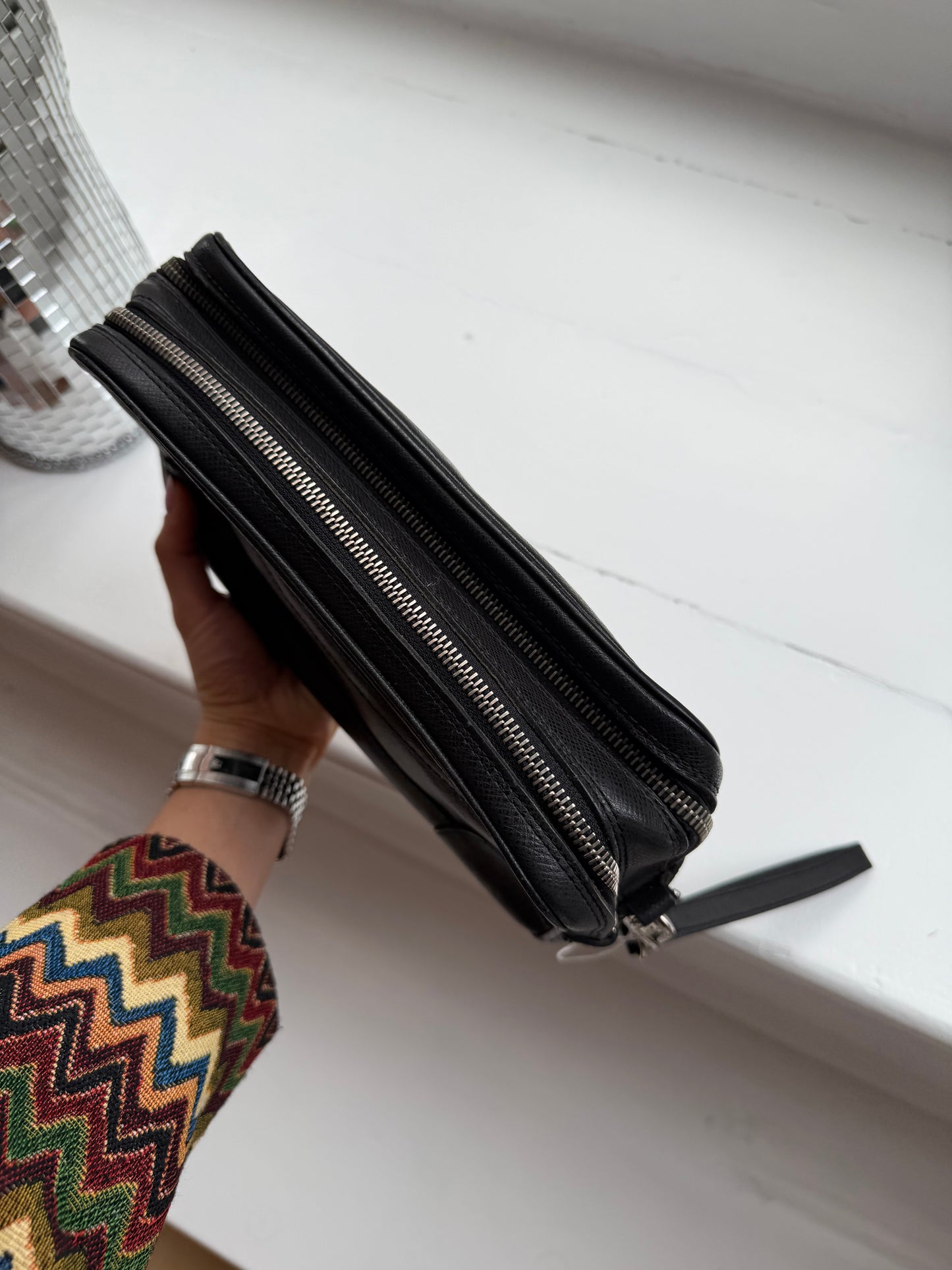 Black Taiga Leather Clutch