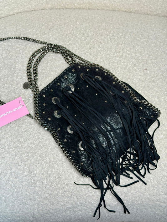 Pre-Owned Black Fringe Crossbody Bag