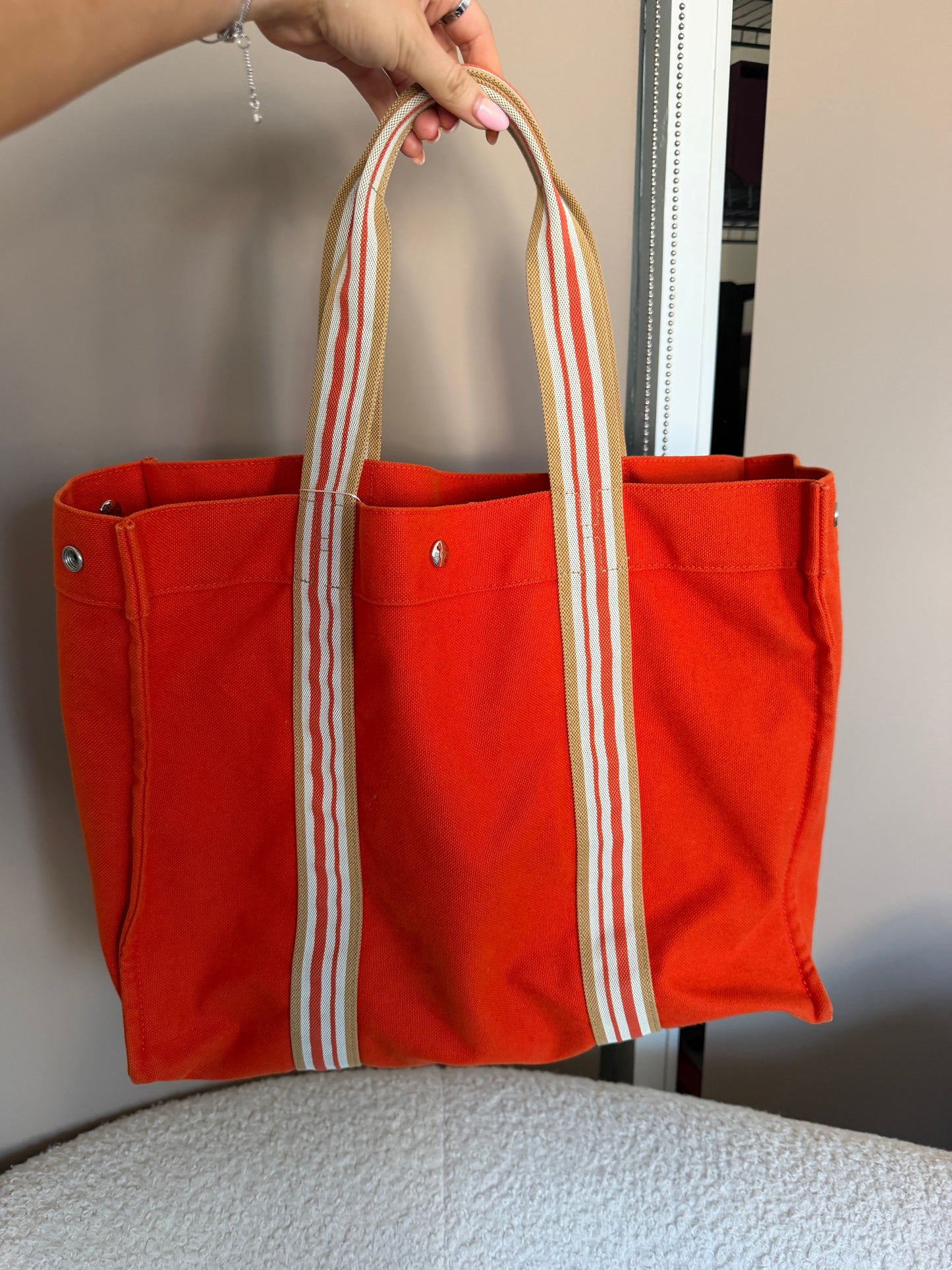 Pre-Owned Orange Canvas Handbag
