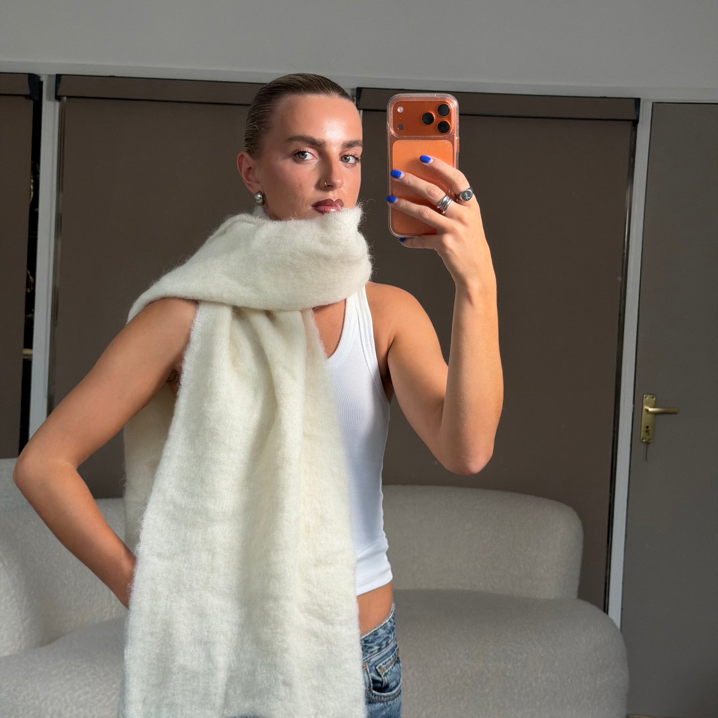 Cream/Off-white Wool Scarf