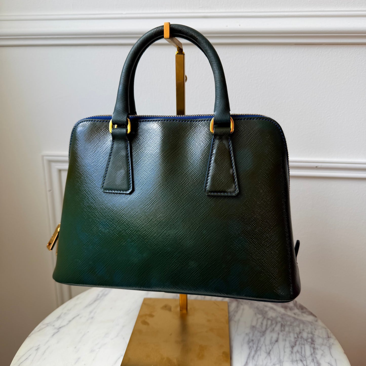 2000s Vintage Green Patent Leather Promenade Tote