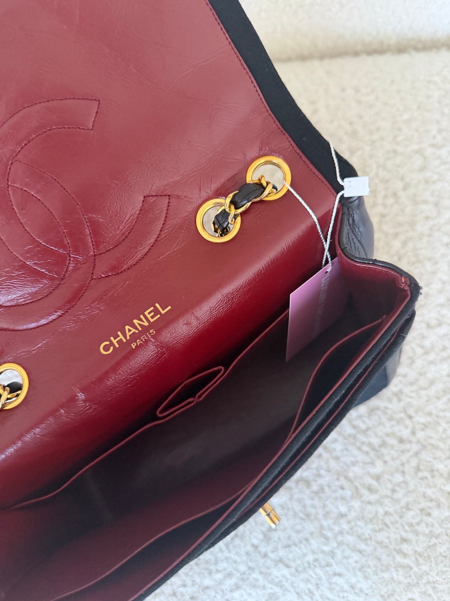 Pre-Owned Lambskin Leather/Cotton Handbag