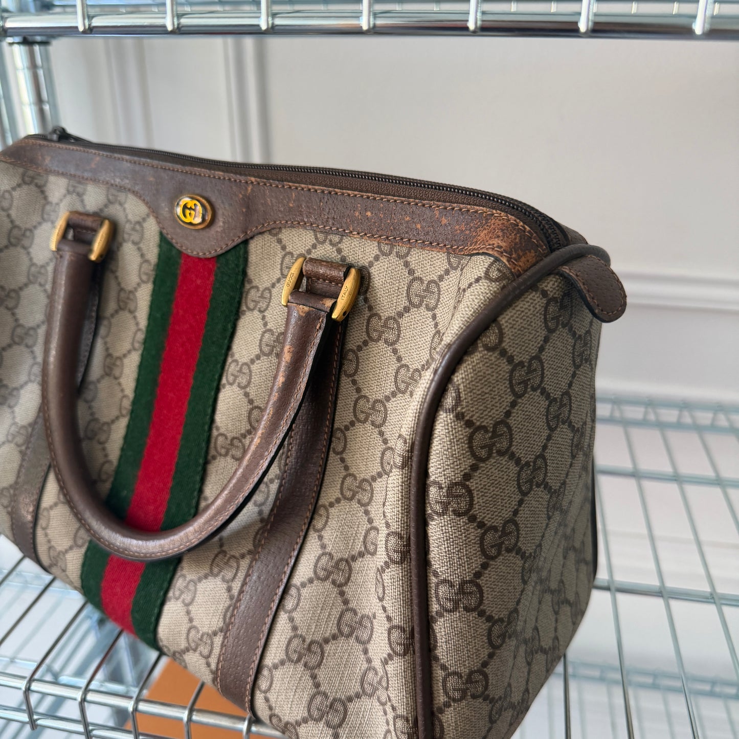 Pre-Owned GG Supreme Canvas Boston Bag