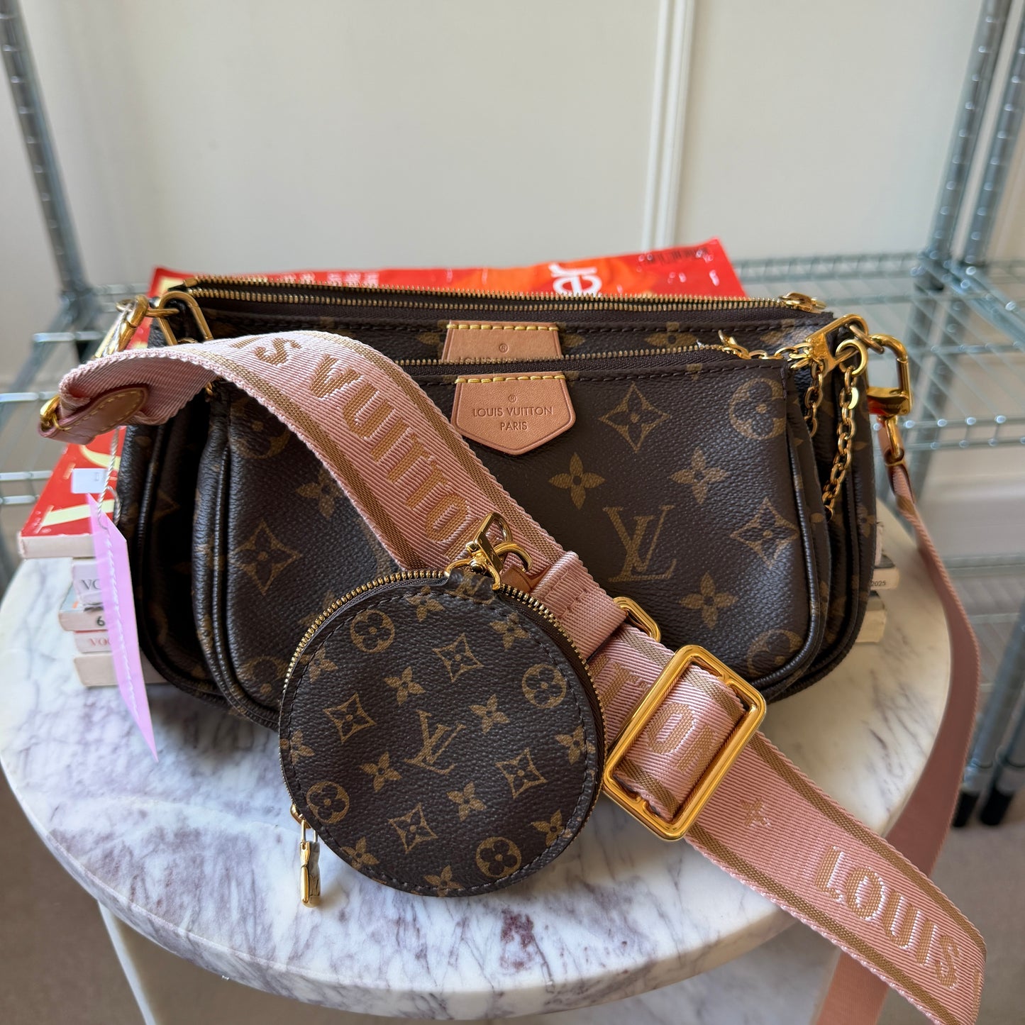 Pre-Owned Pink LV Monogram Canvas Multi-Pochette Crossbody Bag