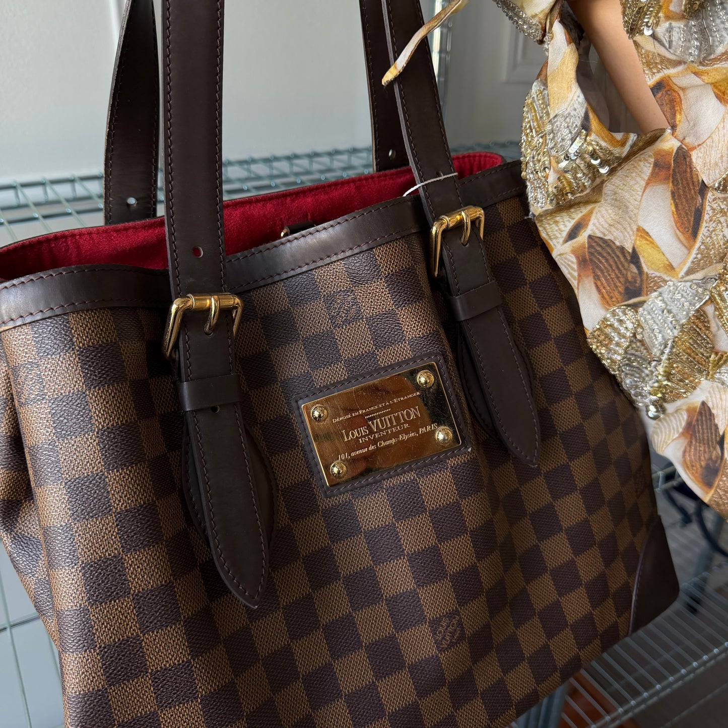 Pre-Owned Damier Ebene Hampstead MM Shoulder Bag