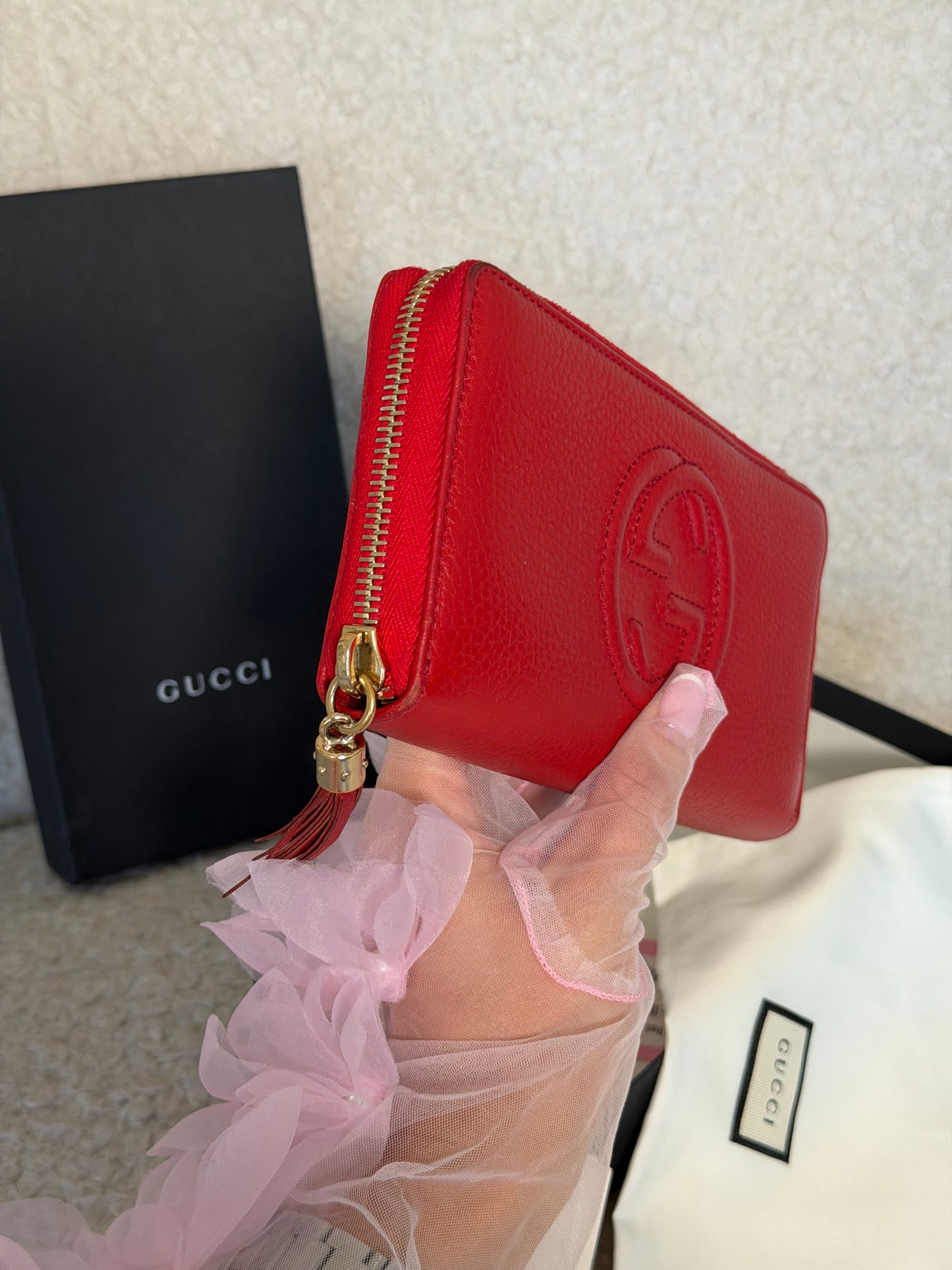 Red Leather Wallet FULL SET