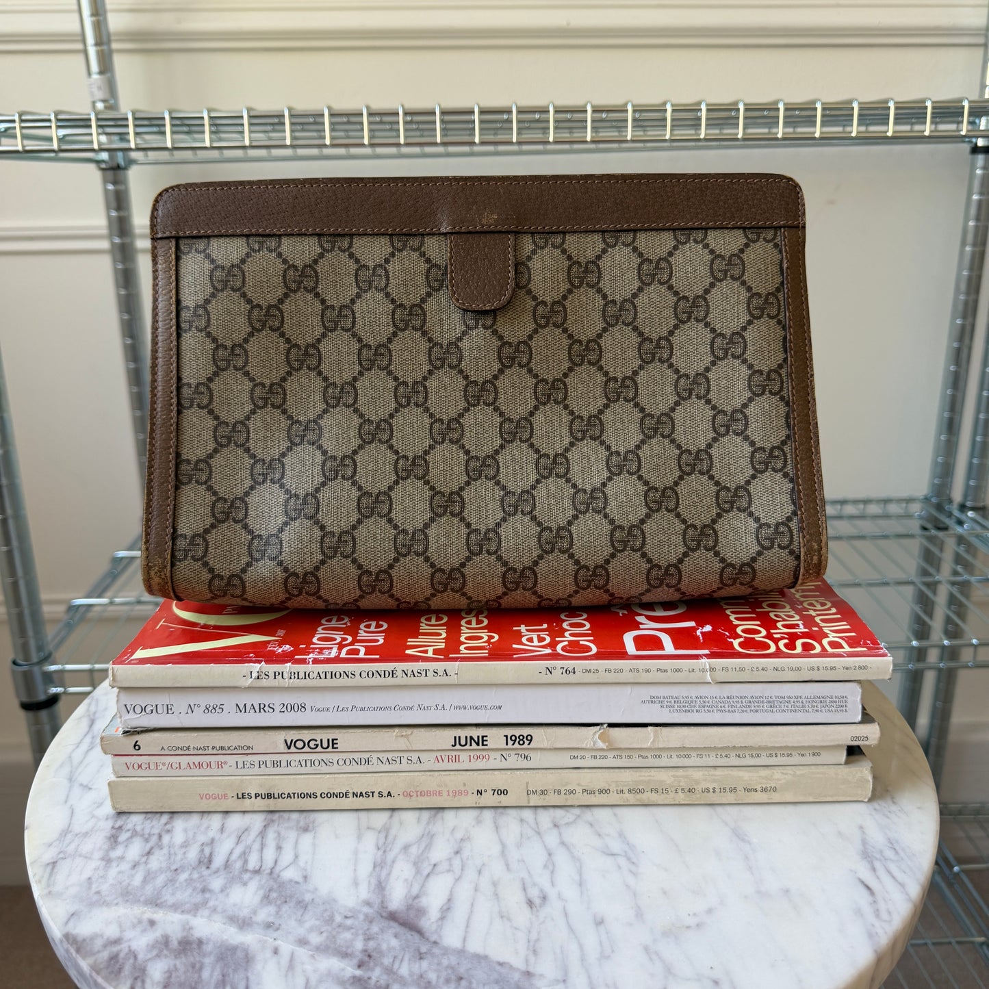 Pre-Owned GG Supreme Coated Canvas Clutch Bag