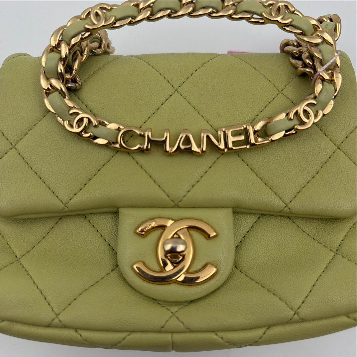 Pre-Owned Green Lambskin Leather Single Flap Crossbody