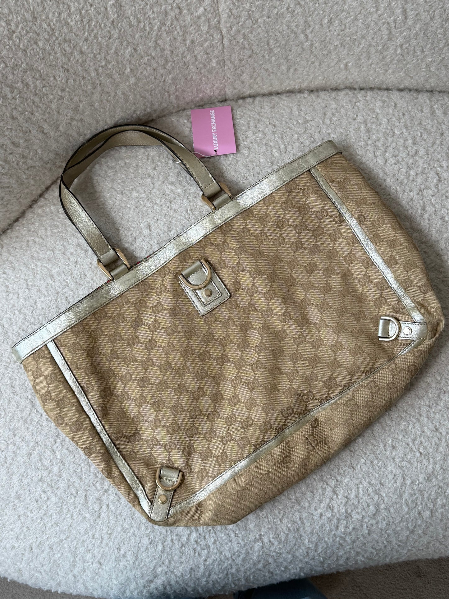 Beige/Metallic GG Canvas Tote Bag