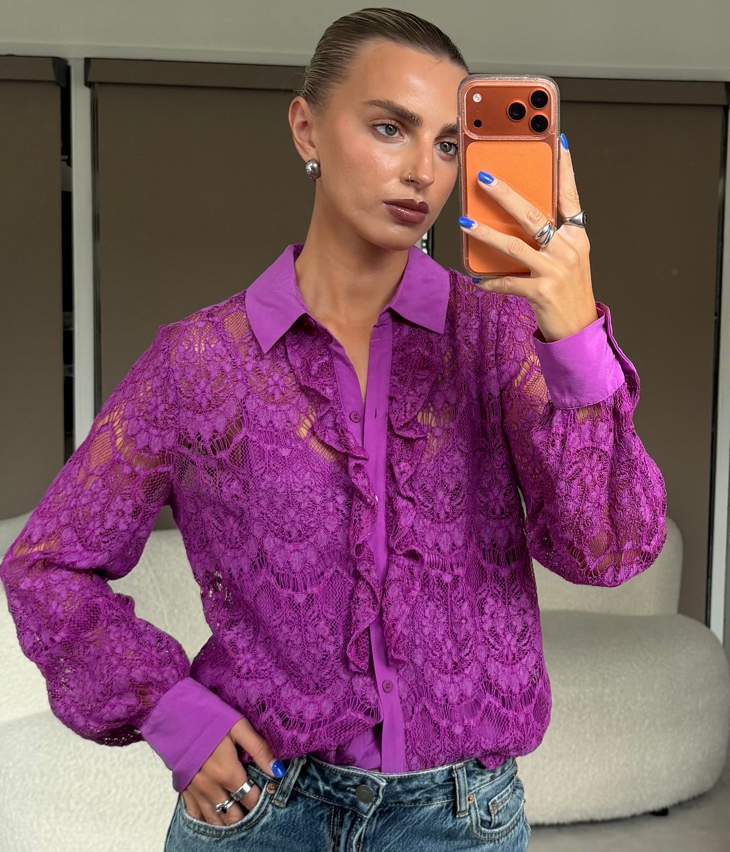 Pre-Owned Purple Lace Top (40)