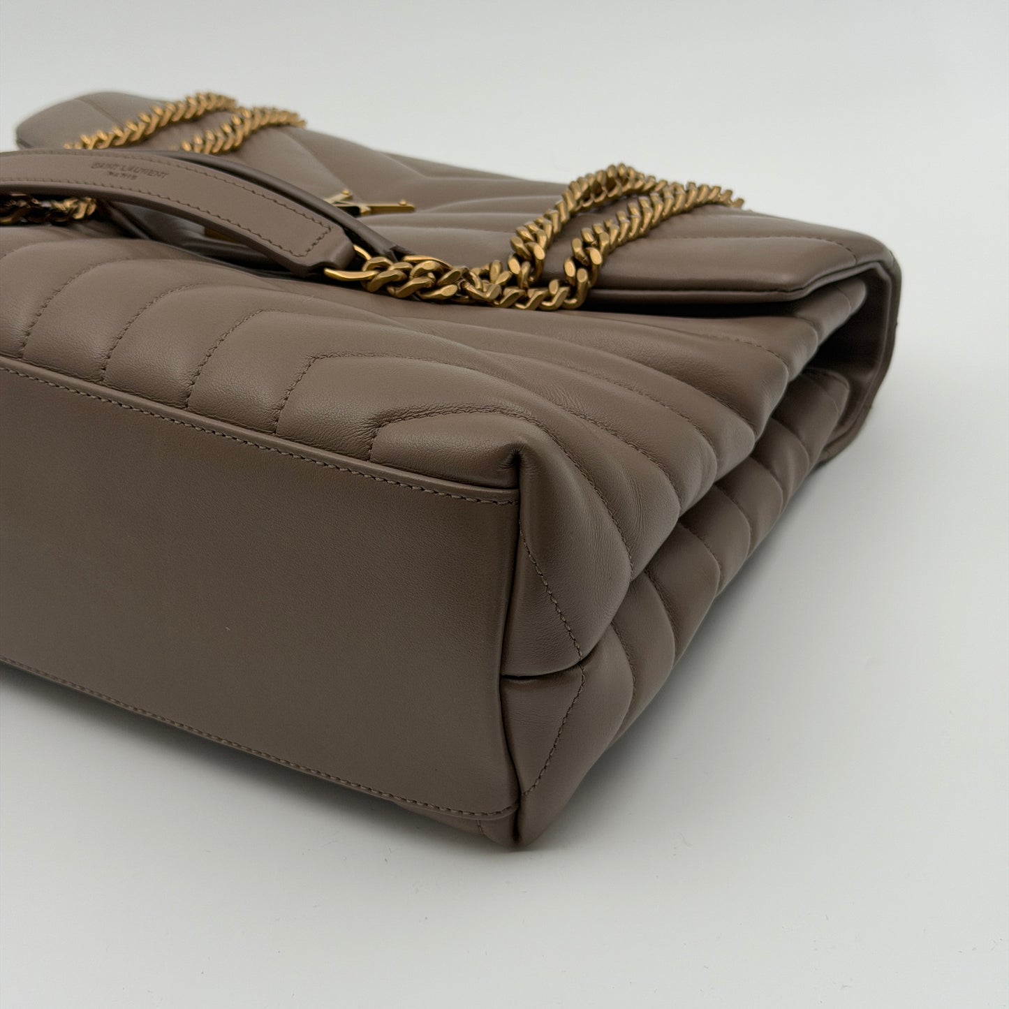 Pre-Owned Taupe Large 'Lou Lou' Lambskin Crossbody Bag