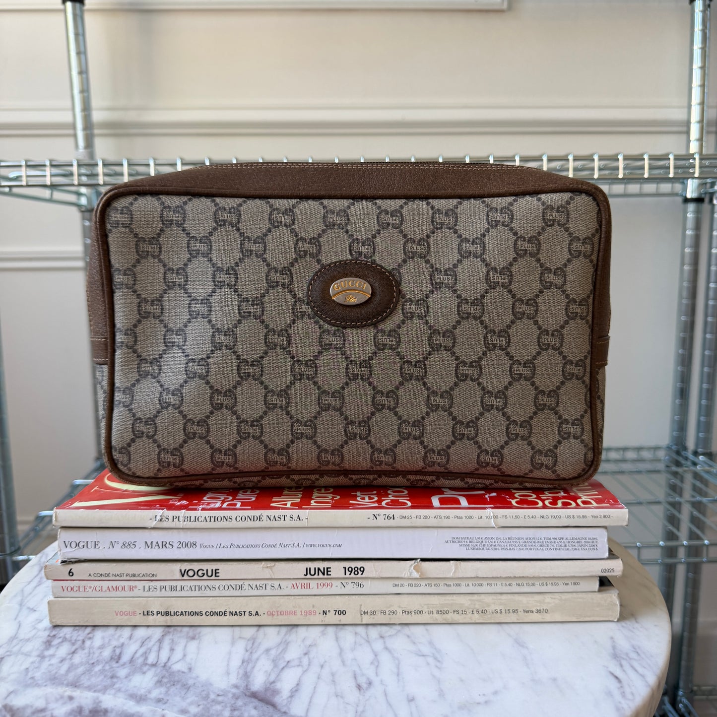 Pre-Owned GG Supreme Plus Coated Canvas Clutch Bag