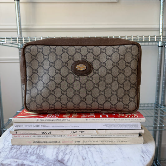 Pre-Owned GG Supreme Plus Coated Canvas Clutch Bag