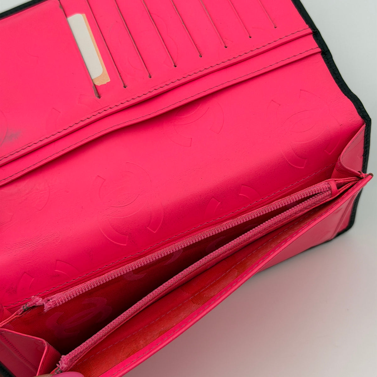 Pre-Owned Black Cambon Lambskin Leather Organiser Wallet