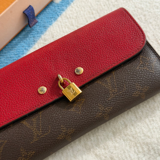 Pre-Owned Red LV Monogram Canvas/Leather Lock Wallet