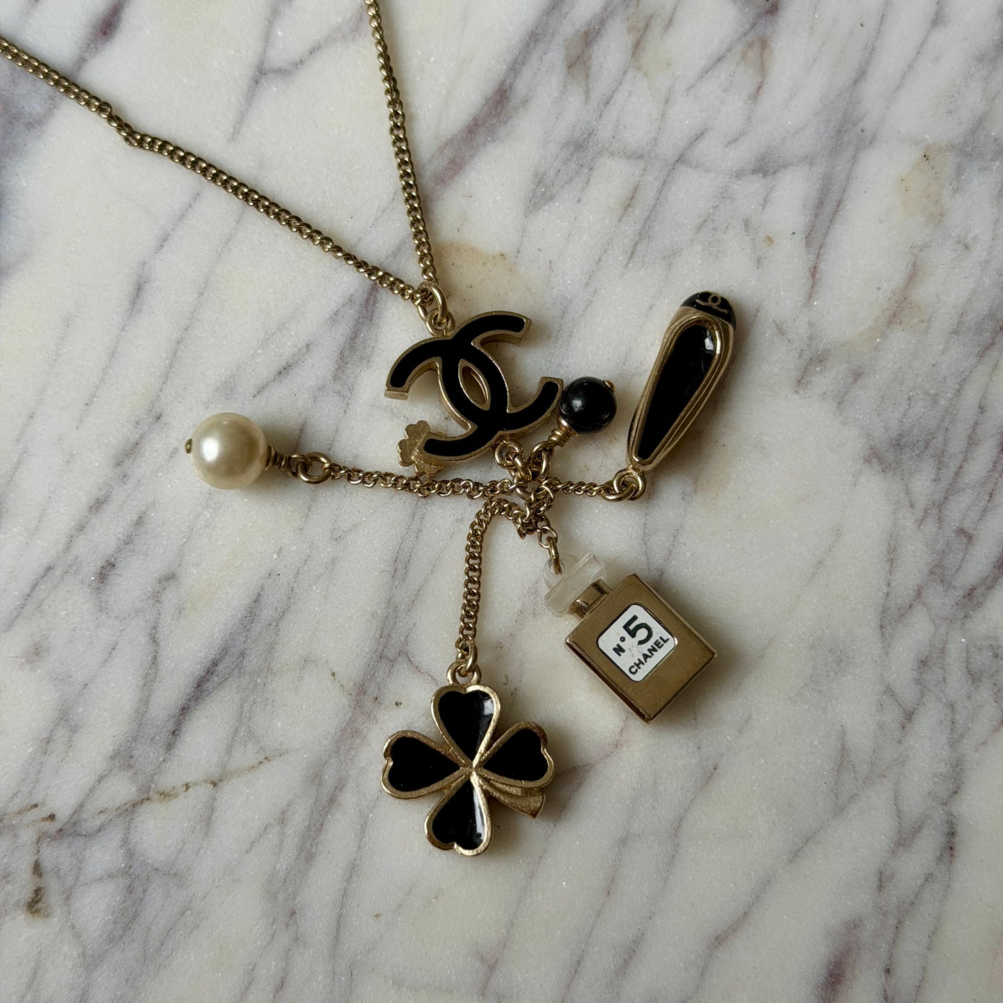 Pre-Owned Charm Champagne Gold-Tone Necklace