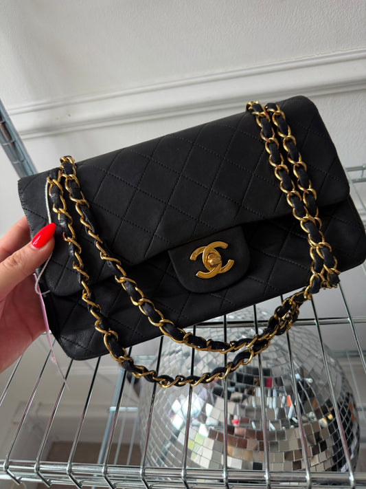 Black Lambskin Small Classic Double Flap 24KGHW