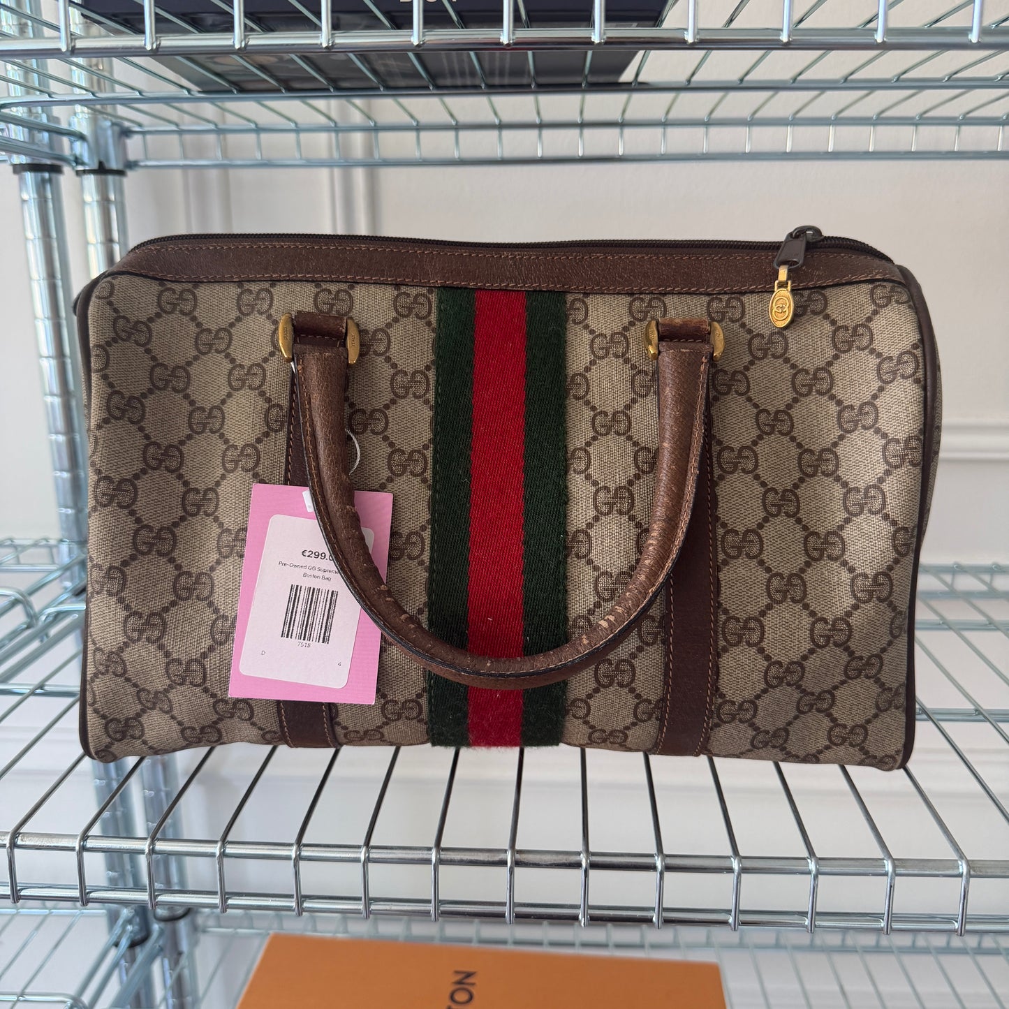 Pre-Owned GG Supreme Canvas Boston Bag
