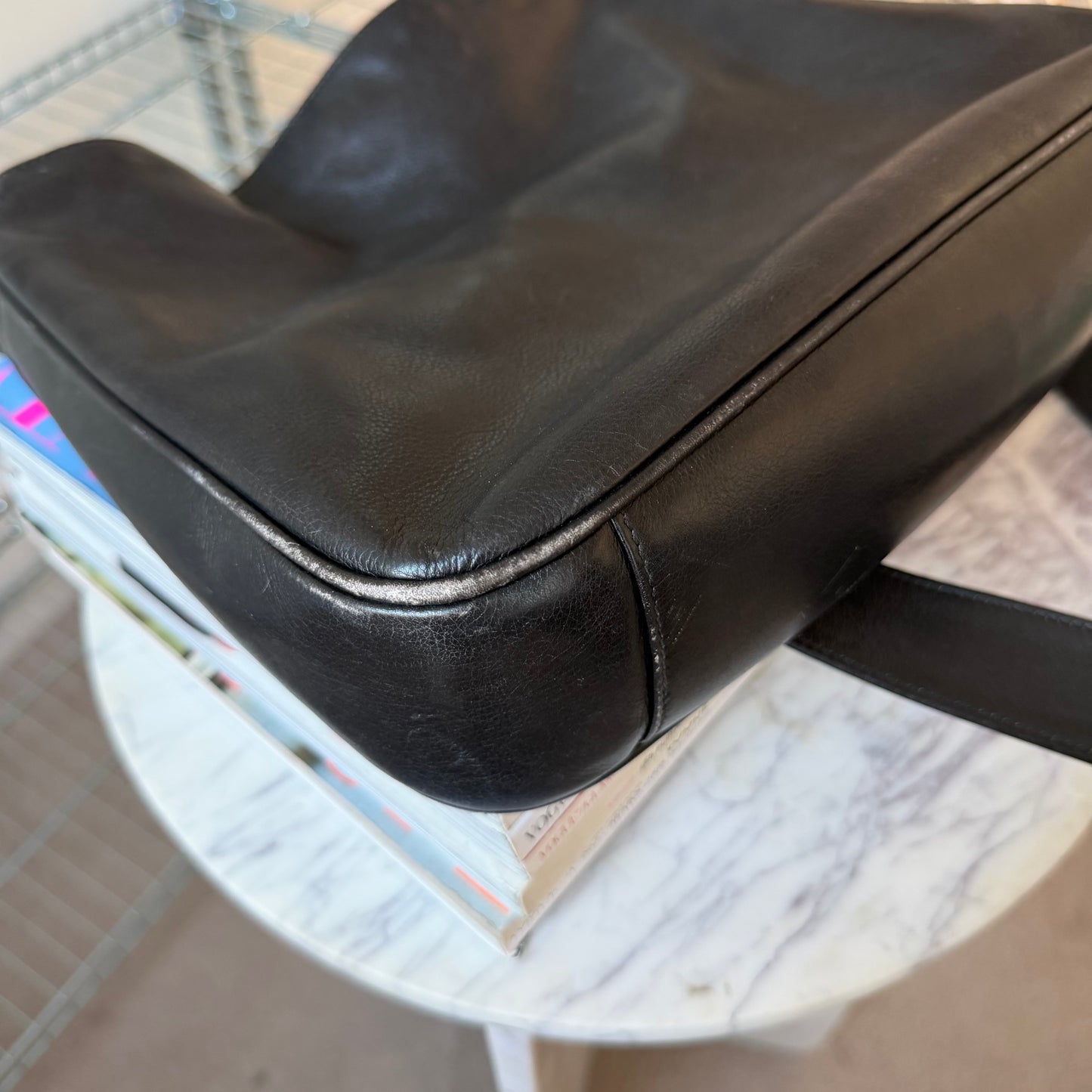 Pre-Owned Black Bamboo Leather Shoulder Bag