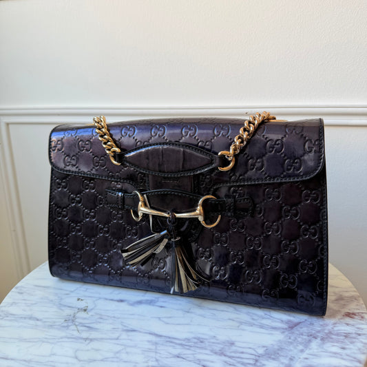 Vintage Patent Guccissima Shoulder Bag