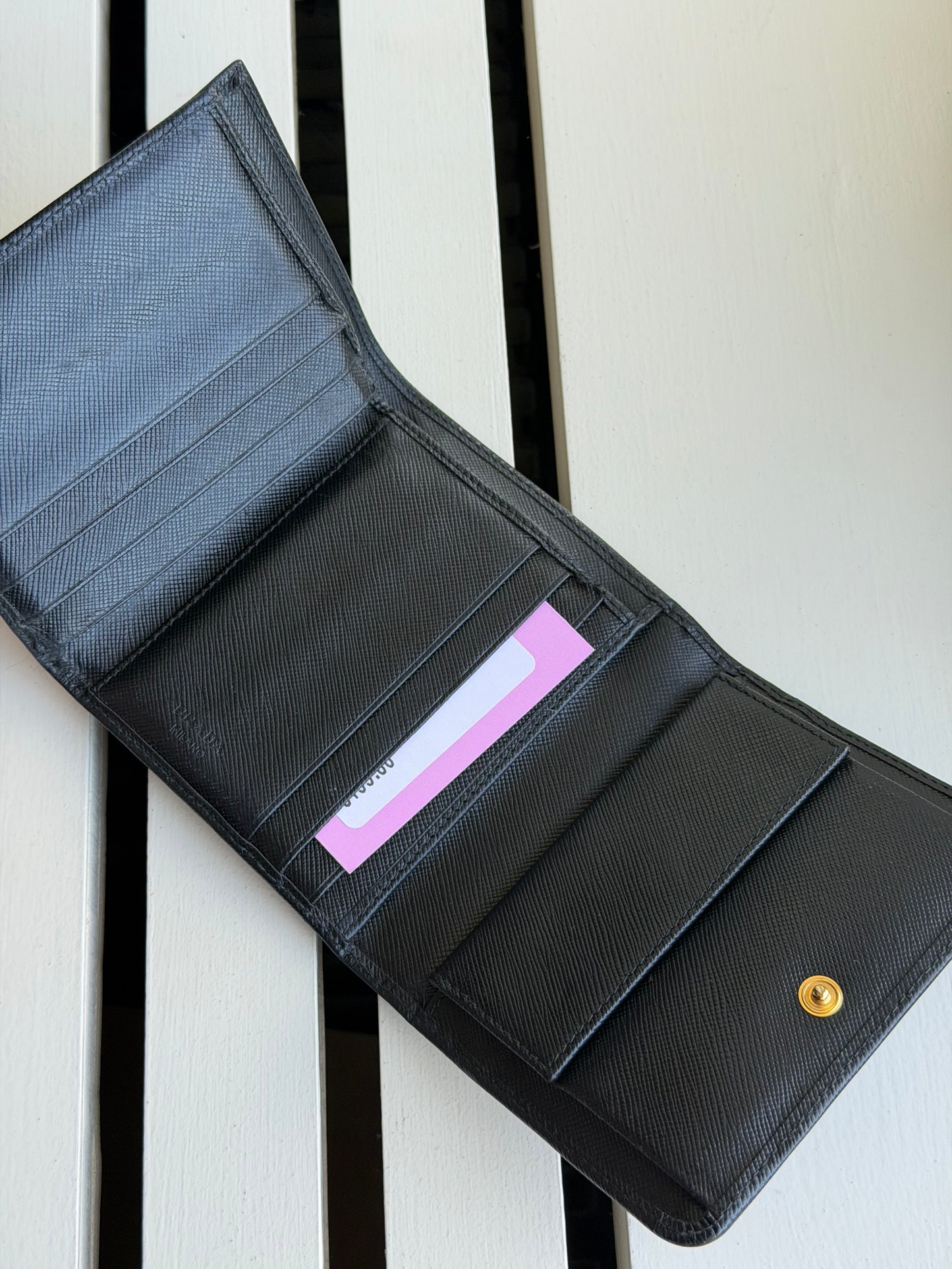 Pre-Owned Black Saffiano Leather Wallet