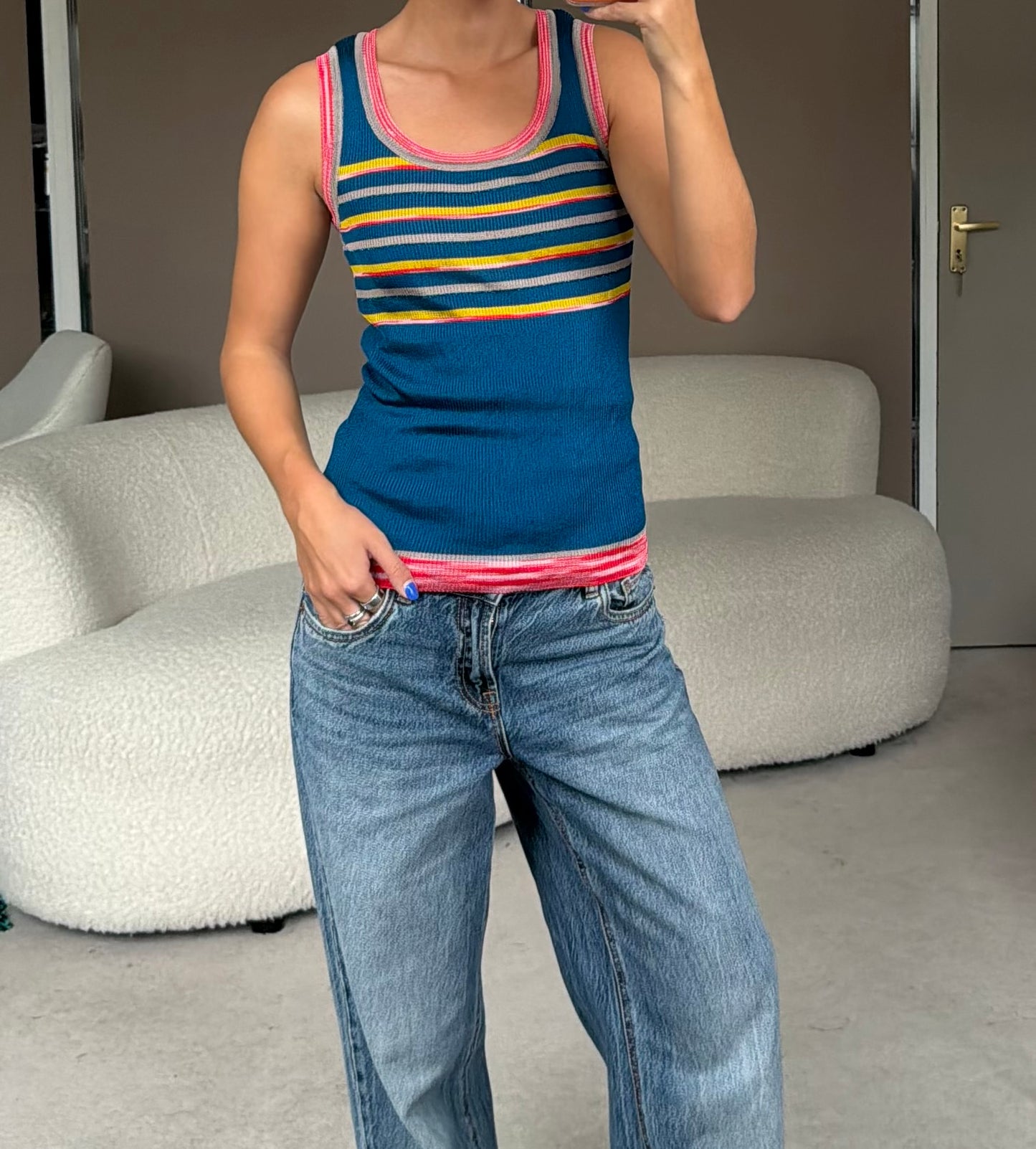 Pre-Owned Blue Viscose Top