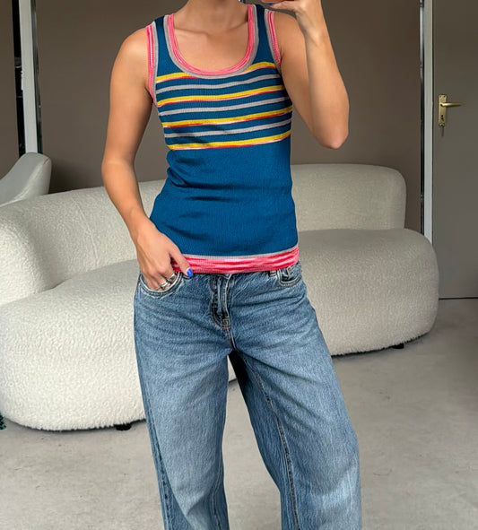 Pre-Owned Blue Viscose Top