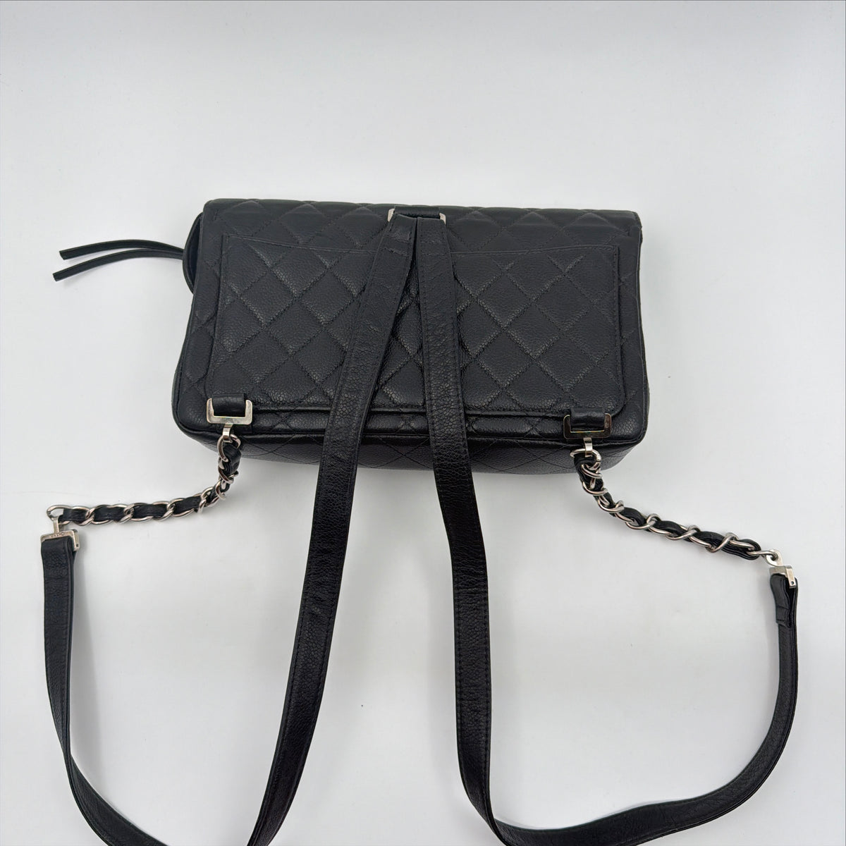 Pre-Owned Black Matelassé Caviar Leather Backpack