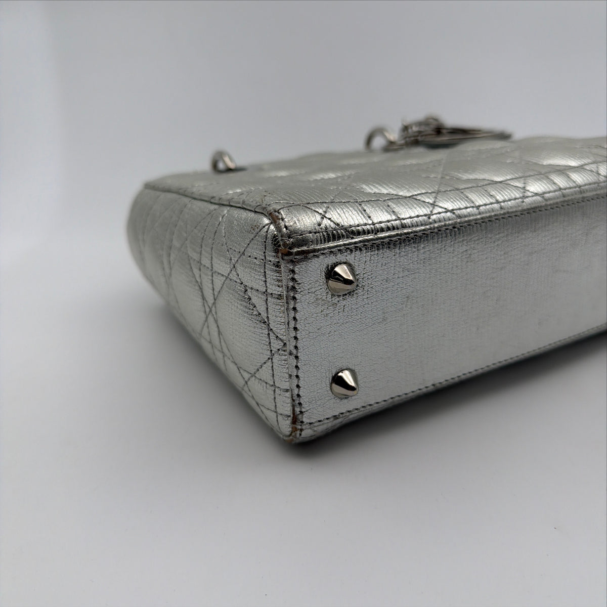 Pre-Owned Silver Metallic Small  Lady Dior