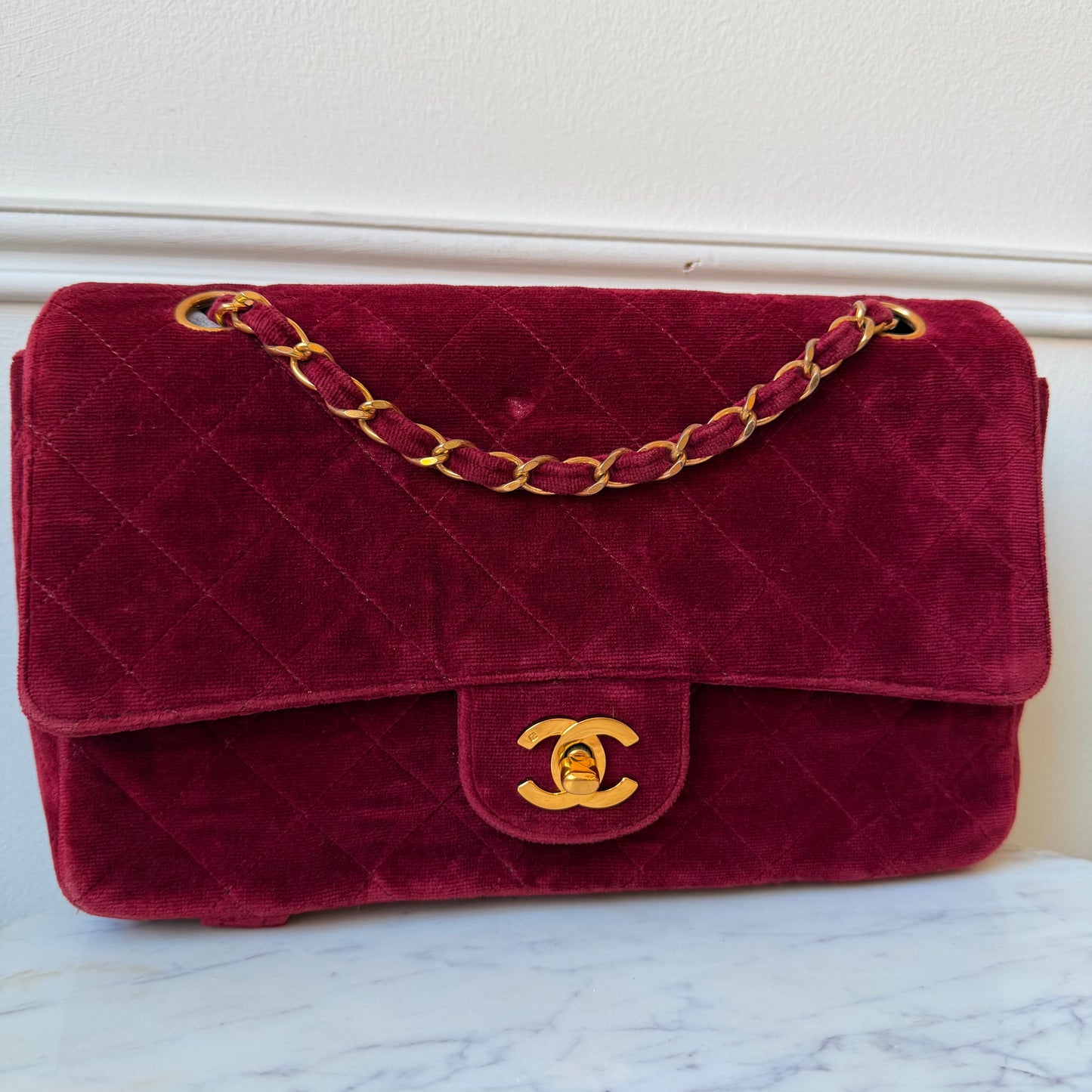 1991 Velour RARE Single Flap with Umbrella Loop 24K Gold-Plated Hardware