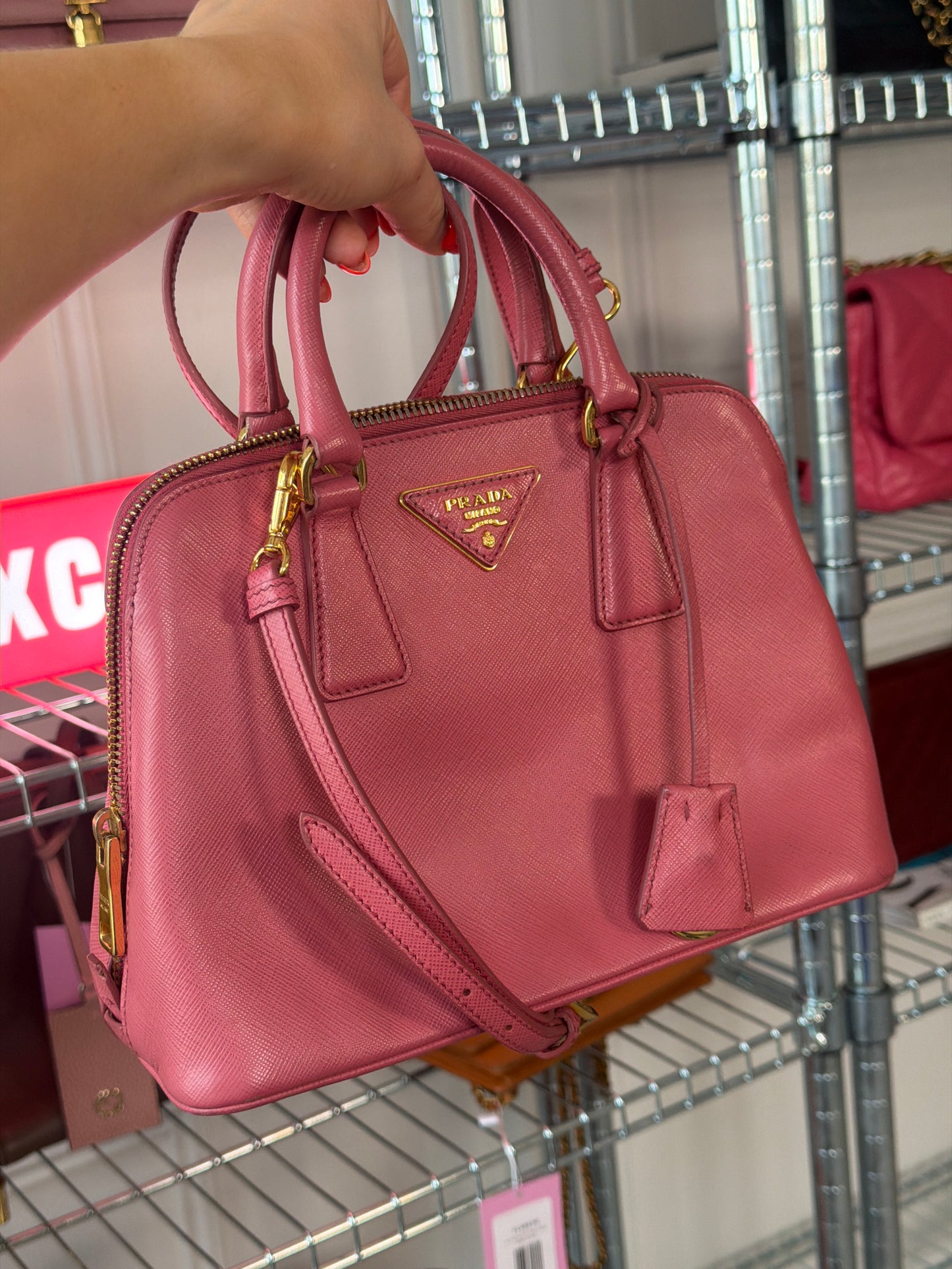 Pre-Owned Pink Saffiano Leather Crossbody Promenade Bag